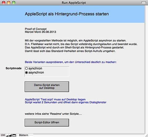AppleScript asynchron FileMaker Demo
